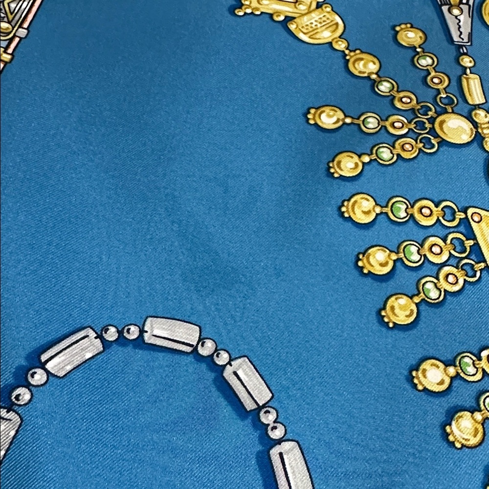 Hermès Blue and Yellow Silk Scarf - Picture 6 of 9